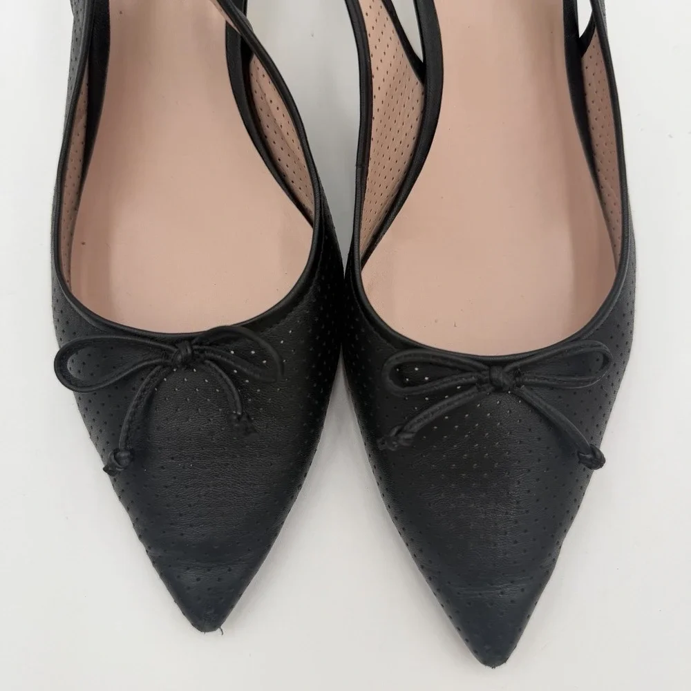 Kate Spade Veronica Black Slip On‎ Kitten Heel Sandals Women's 8.5 Slingback